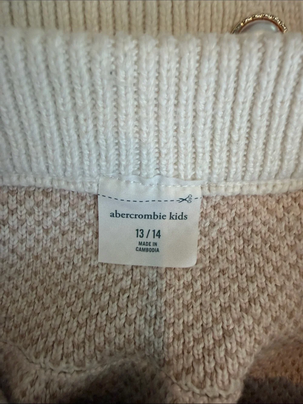 Abercrombie & Fitch Cream and Tan Plaid Knit Cardigan & Skirt Set